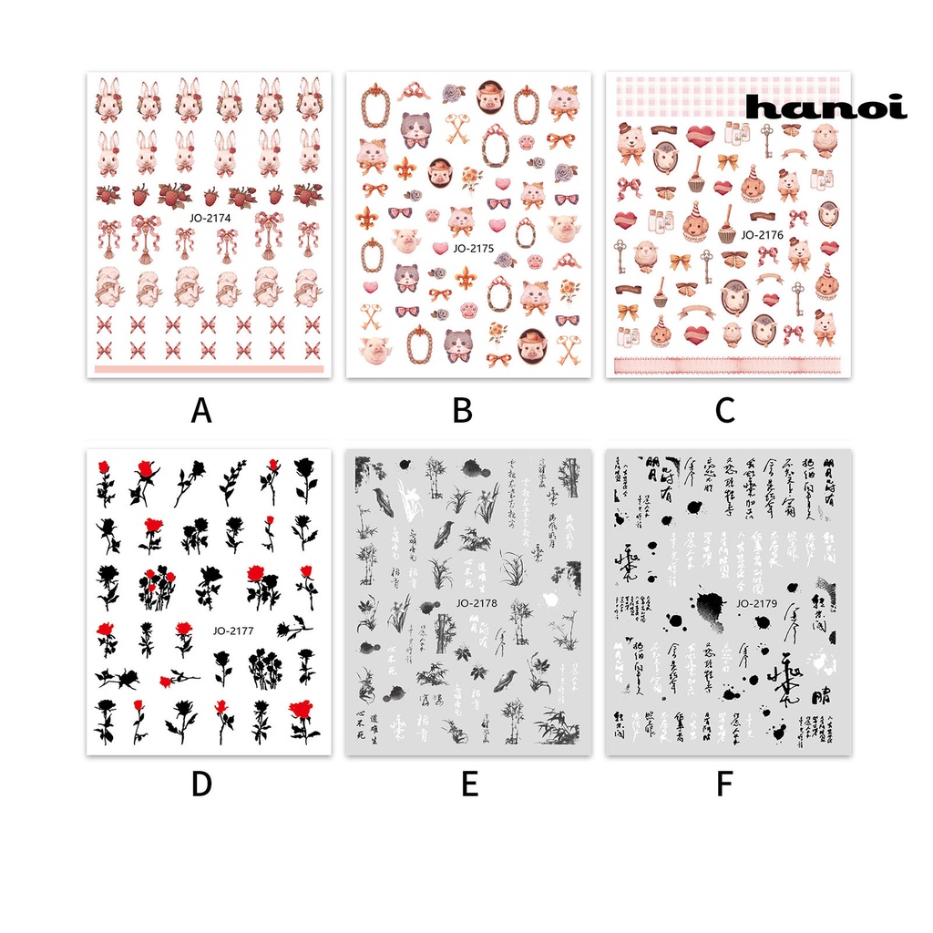 Hi Stiker Kuku Self-adhesive Tidak Luntur Tahan Jatuh Tahan Air Removable Dekorasi Kuku Ultra Tipis Lem Belakang Manicure Sticker Untuk Salon Kuku