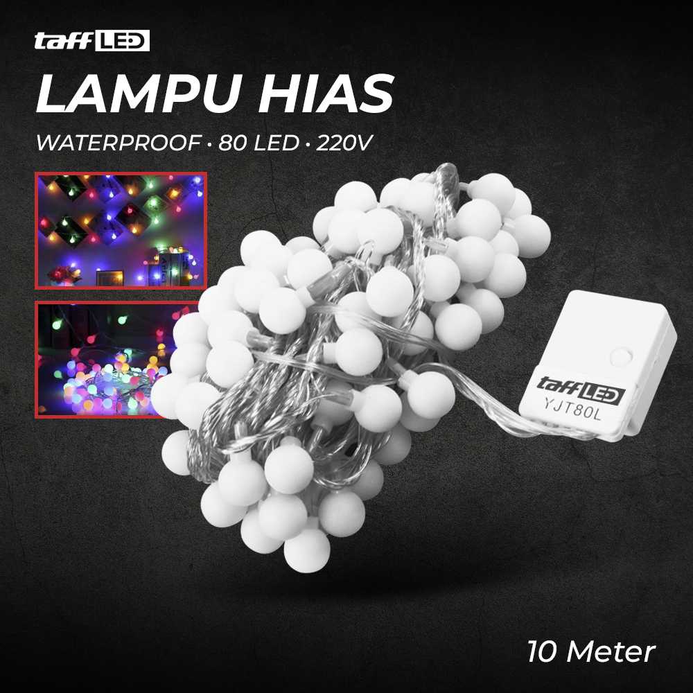 (BISA COD) FTIHSHP LED Lampu Hias String Lights Waterproof 80 LED 220V 10M Model Ball - YJT80L