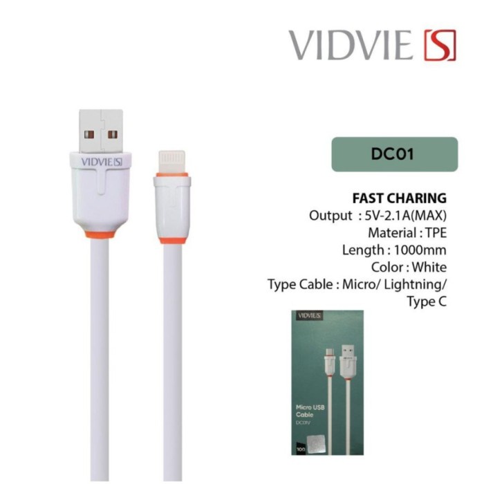 Vidvie S Kabel Data 2.1A Fast Charging DC01 - Type C