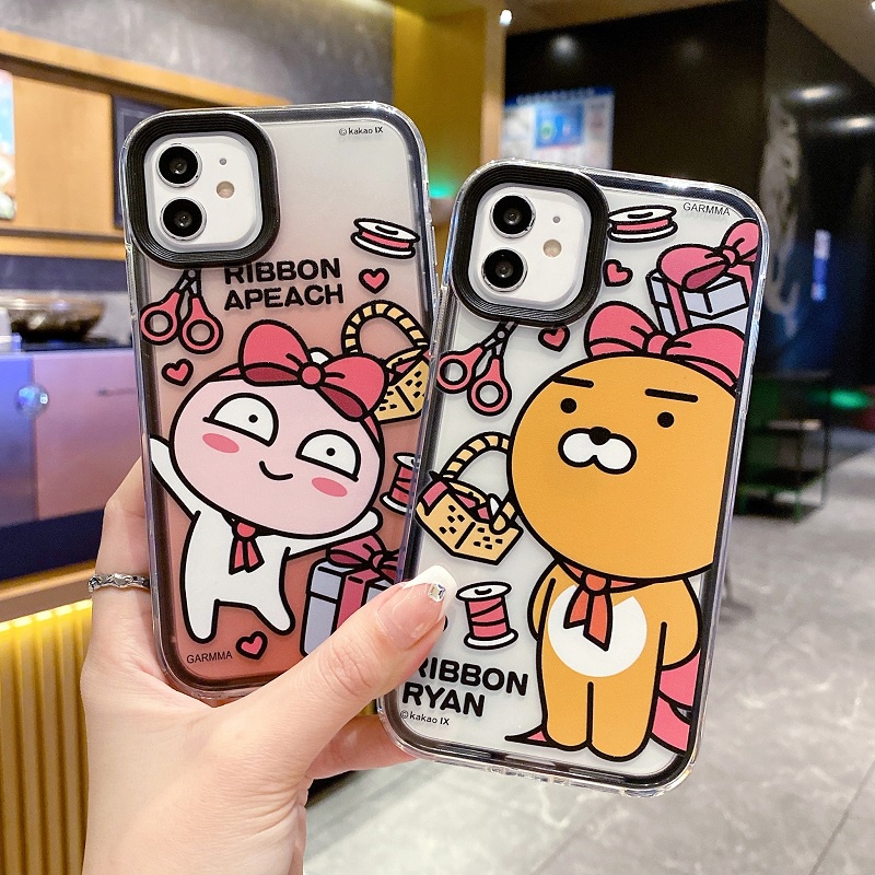 IPHONE 3-in-1 Casing Pelindung Simpul Kartun Transparan Untuk Iphone14 13 12 11 Pro MAX X XR XS Max7 8 Plus