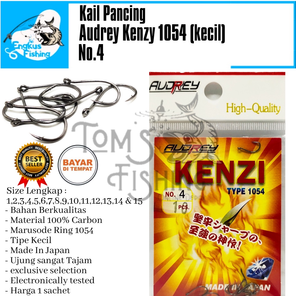Kail Pancing Audrey Kenzi 1054 Kecil (No.1 - No.15) Murah High Carbon Steel - Engkus Fishing