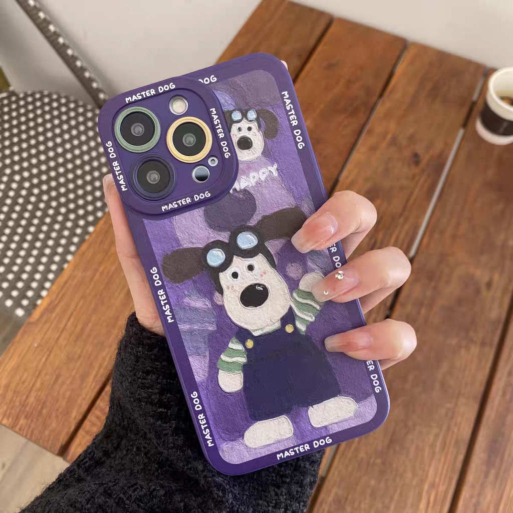 IPHONE Ins Pola Anjing Cocok Untuk Iphone14 14pro 14plus 13 13pro 13prm iPhone12 7Plus 8Plus Xr XS 13 Pro Max Empat Sudut Casing Ponsel Tahan Guncangan