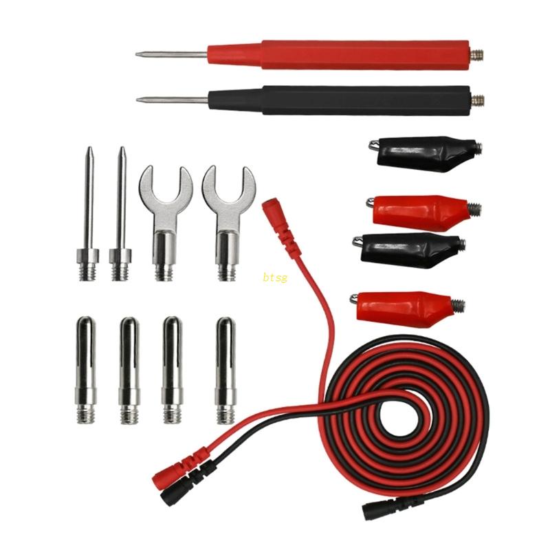 Btsg Multimeter Test Leads Kit Dengan Probe Jarum 4mm Banana Plug Alligator Clip