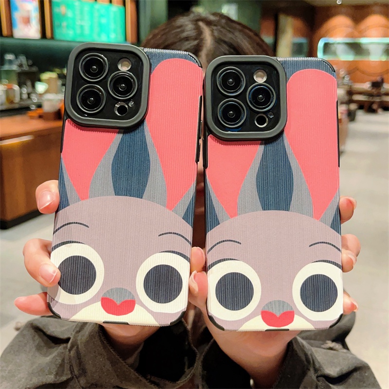 Casing Kulit Bunny Pink Untuk iPhone 14 Pro Max 13 Pro 12 11 Pro Max14 Plus 11Pro 78 Plus X Xs Max XR Soft Back Cover