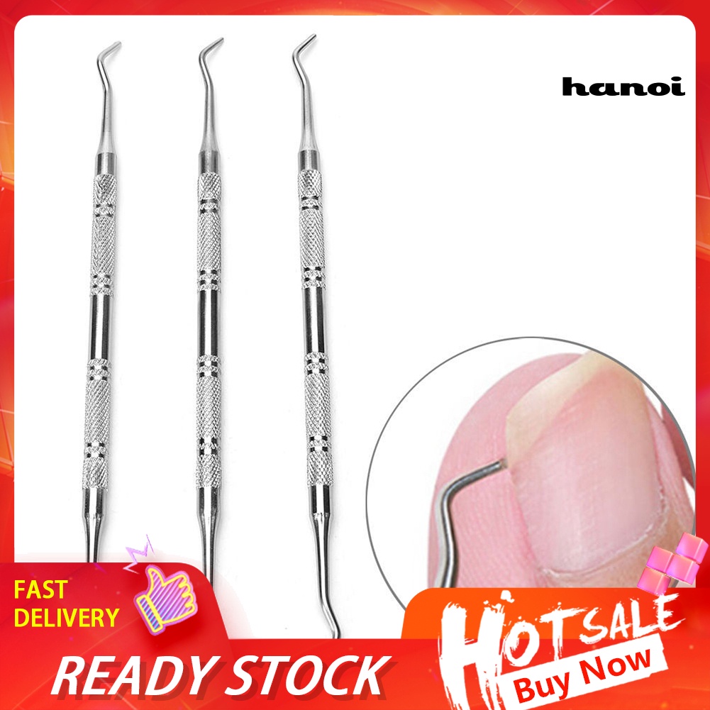 Hi * Stainless Steel Double Ended Toe Nail Lifter Correction Pedicure Alat Koreksi Pengangkat Kuku Kaki Ke Dalam