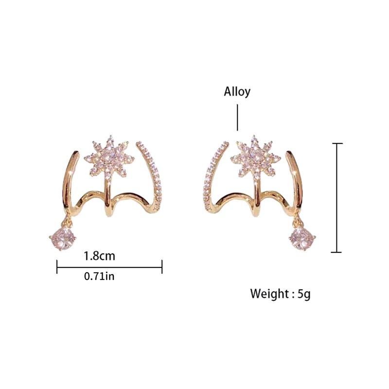 Baru Bertatahkan Zirkon Anting Bunga Emas Wanita Desain Unik Kepribadian Fashion Anting Perhiasan Pernikahan Hadiah Ulang Tahun