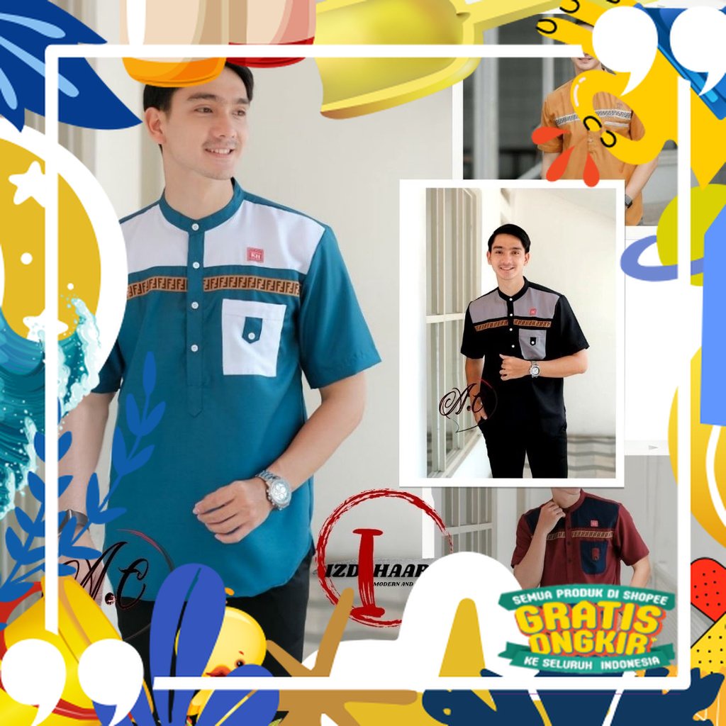 Super Mewah / BAJU KOKO PRIA MODERN DEWASA 2022 KURTA LENGAN PENDEK BAHAN KATUN TOYOBO/BAJU KOKO JUM