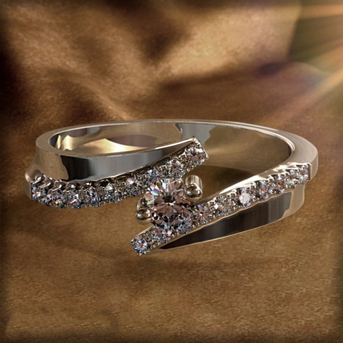 Goldkingdom Fashion Perhiasan Aksesoris Ready Stock Cincin Kawin Berlapis S925 Perak Cincin Perhiasan Grosir Silang-border Kristal Fashion Pasangan Perempuan Perhiasan