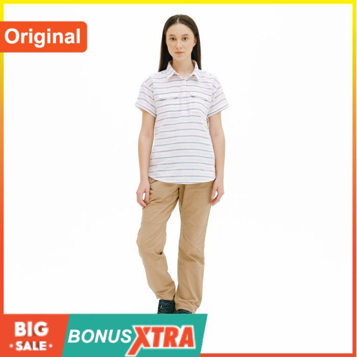 Kemeja Cewek EIGER1989 X-MESSY STRIPER SS SHIRTS Red 91000 5759 Original - S, Biru