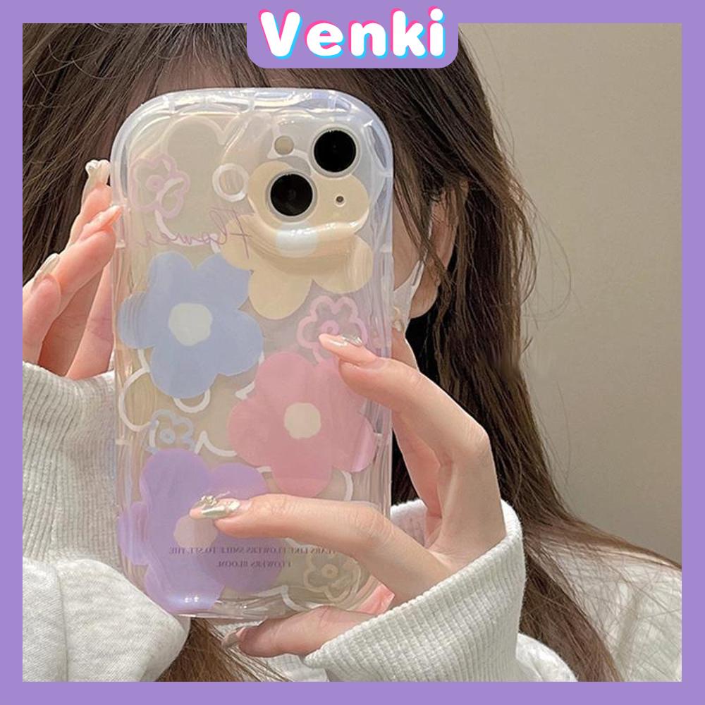 Case iPhone 11 Pro Max TPU Soft Clear Curved Wave Case Colorful Flower Camera Protection Shockproof For iPhone 14 13 12 11 Plus Pro Max 7 Plus X XR