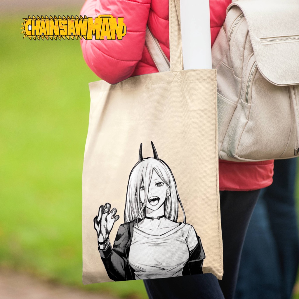 Totebag Anime Chainsaw man Power Tote bag premium Totebag zipper totebag velcro Termurah tote bag resleting