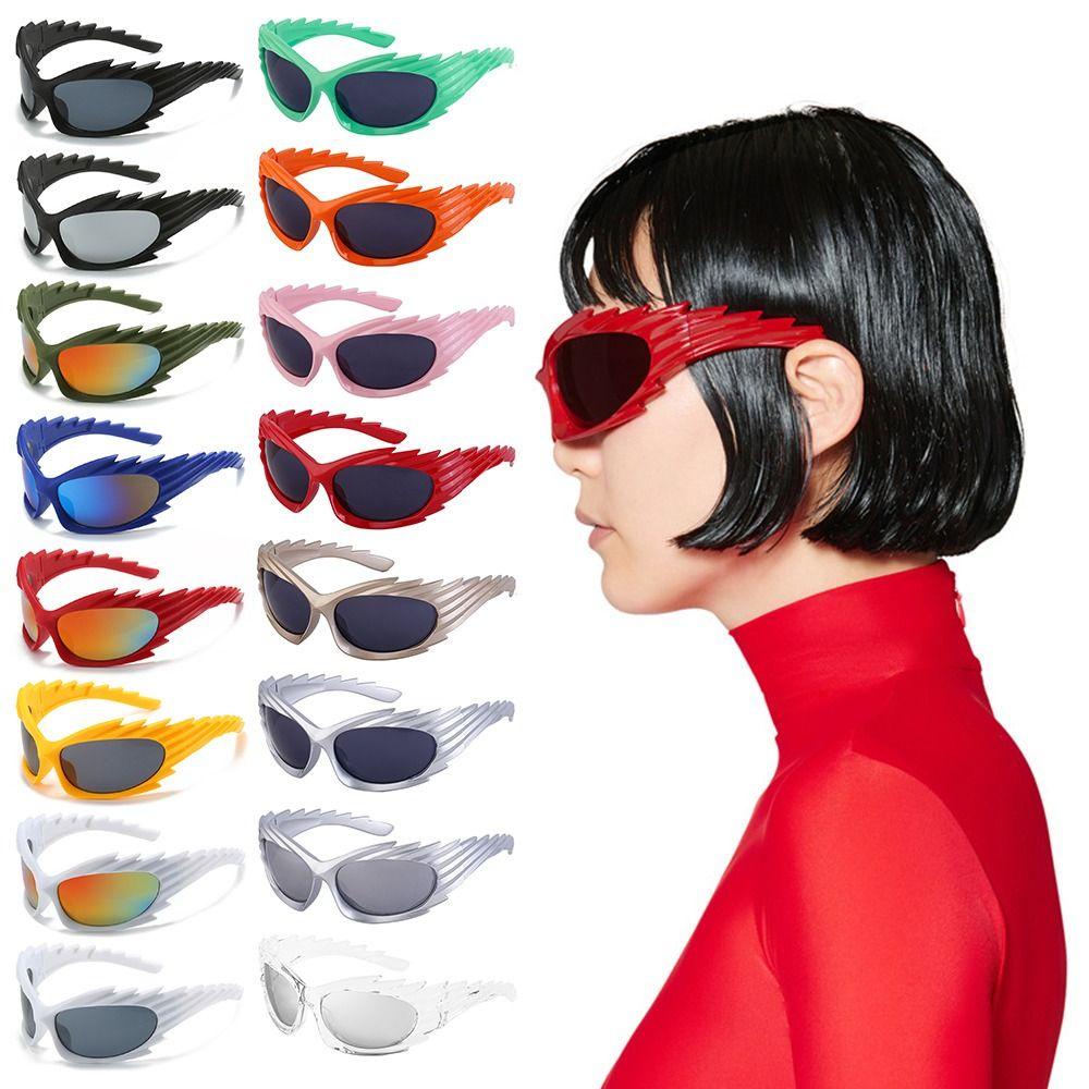 Lily Y2K Kacamata Hitam UV400 Untuk Wanita Pria Silver Punk Persegi Panjang Hip Hop Shades