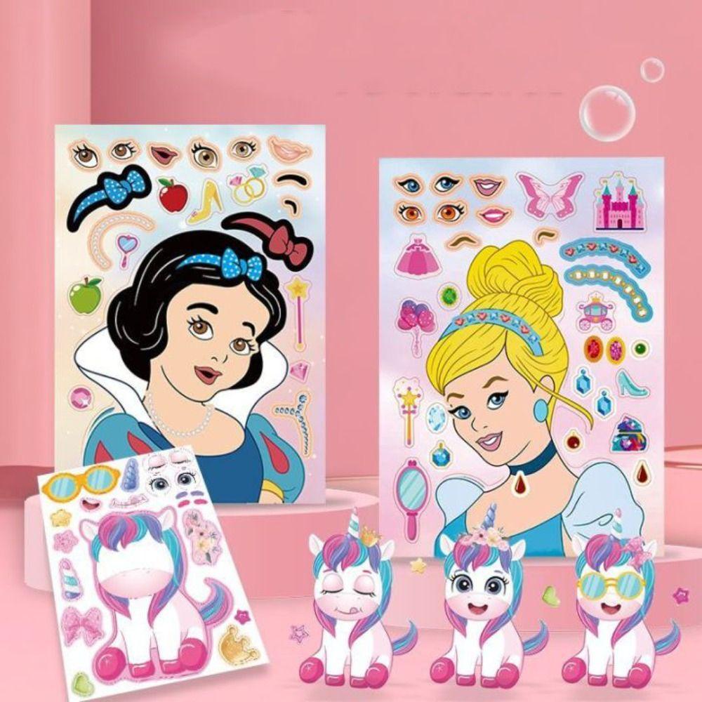 Mxbeauty Anak Puzzle Stiker Merakit Mainan DIY Stiker 12 Pcs/set Stiker Hias Kartun Edukasi Gadis Hadiah Merakit Jigsaw Puzzle Sticker Game