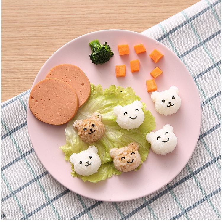 Cetakan Nasi Bento Beruang Mini 4 in 1 Bekal Anak Mini Bear Bento Mould