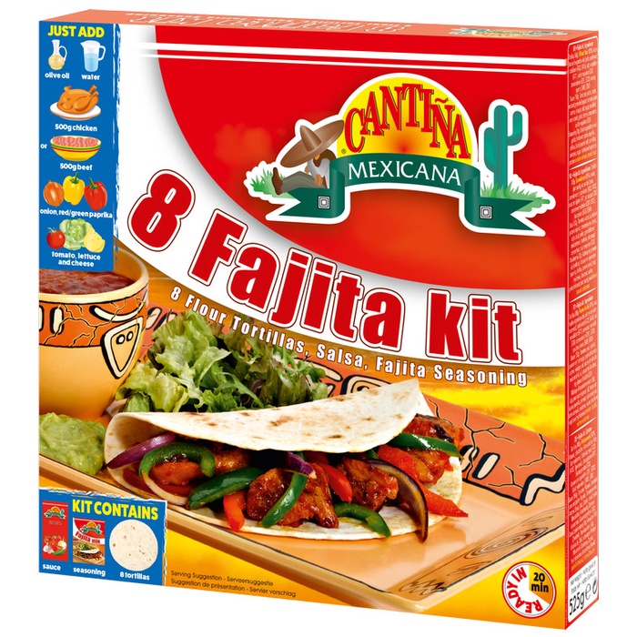 

Kulit Kebab Cantina Mexicana 8 Porsi Fajita Kit 525g