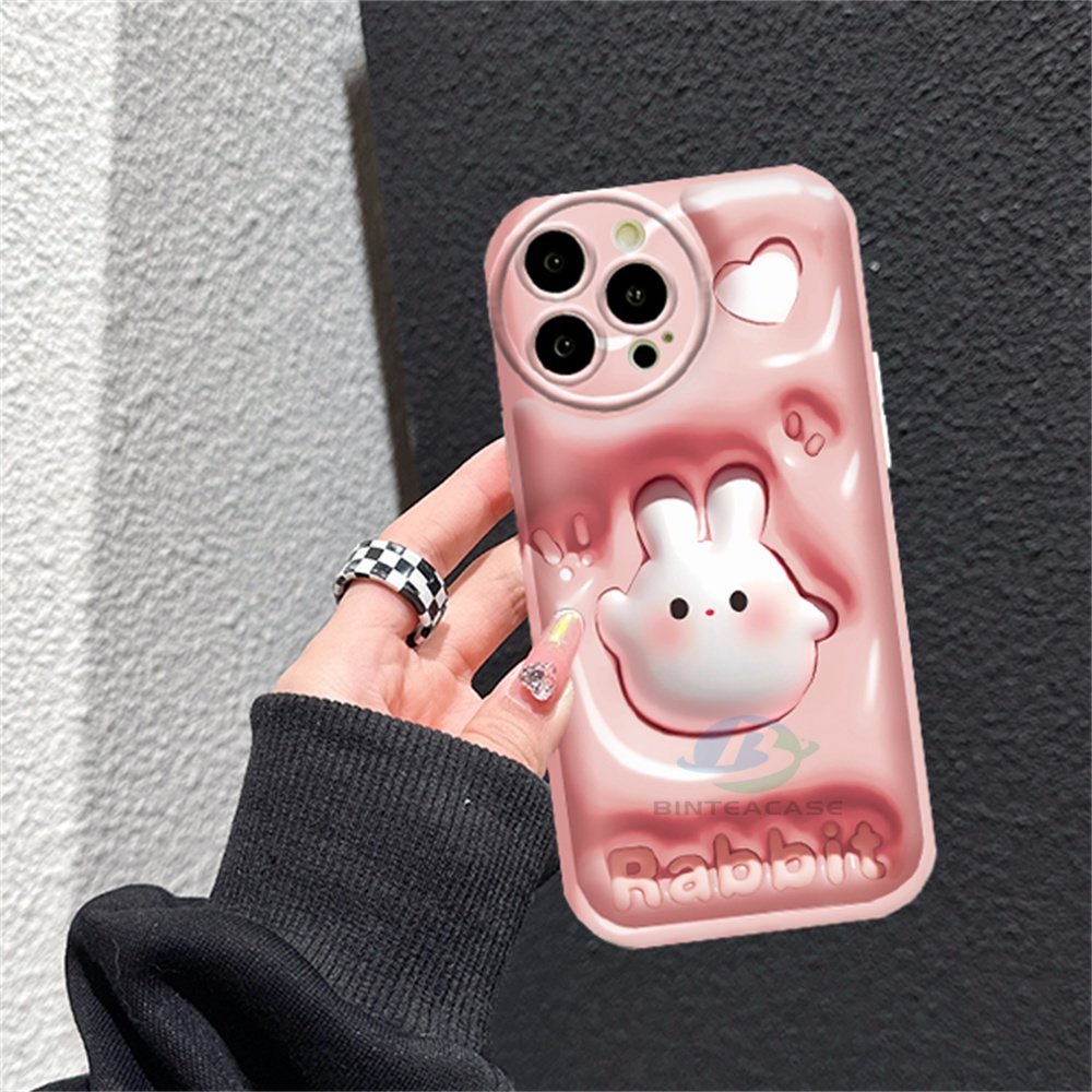 Casing hp Realme 10 C15 C12 C25S C11 C20 realme5 5i 6i C3 8i C21Y C25Y Kartun Kelinci Lucu Bebek Silicone Airbag Case Binteacase