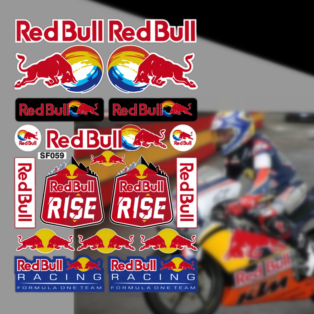 Red-bull Refelctive Sticker Red Bull Reflektif Helm Autometer Decals Motor Red Bull Badge Untuk SHOEI Arai Helm DUCATI HONDA Aprilia Kawasaki Suzuki Yamaha IN STOCK