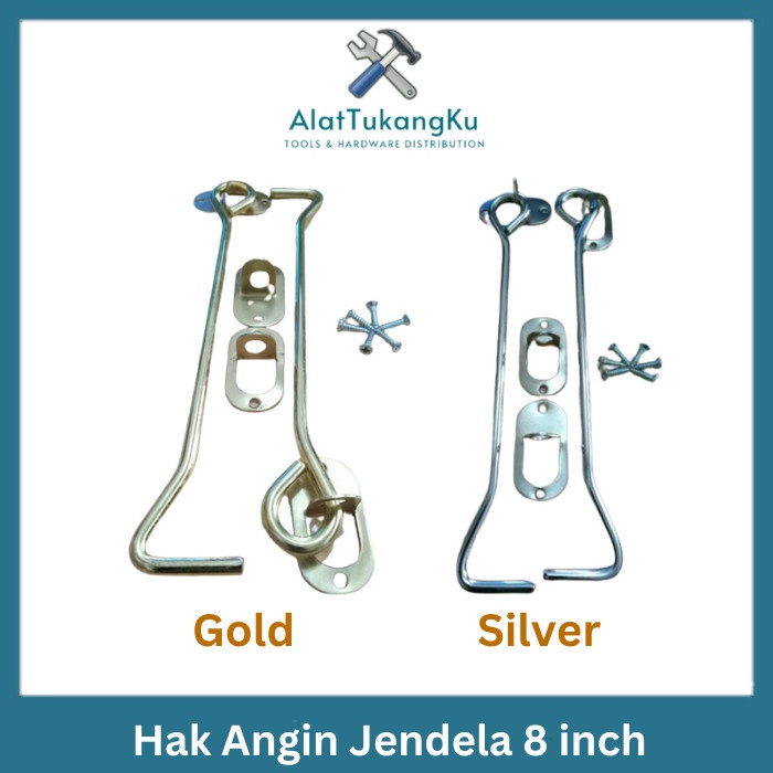 Hak angin jendela cantelan kait penahan jendela 20 CM polos gold silver
