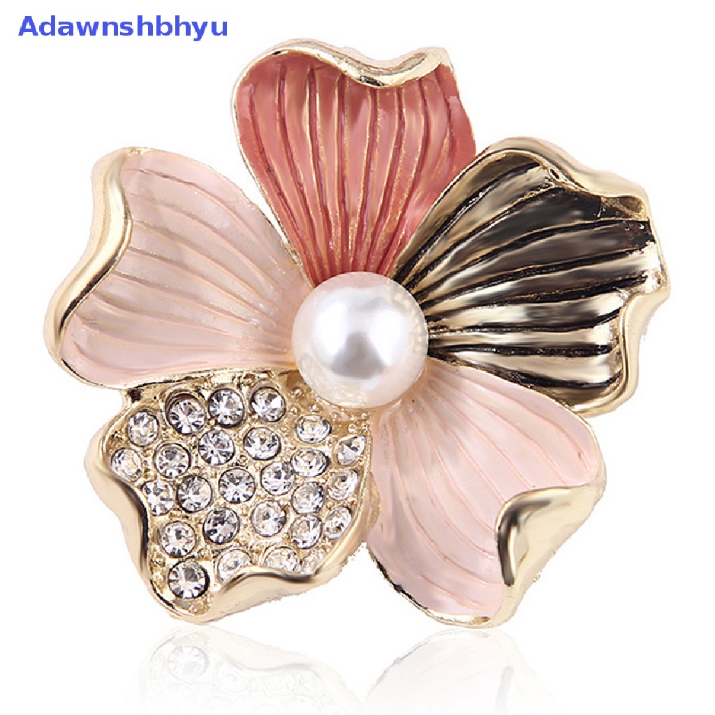 Adhyu Fashion Kristal Berlian Imitasi Mutiara Bunga Bros Pin Wanita Gadis Anti-exposure Brooch ID