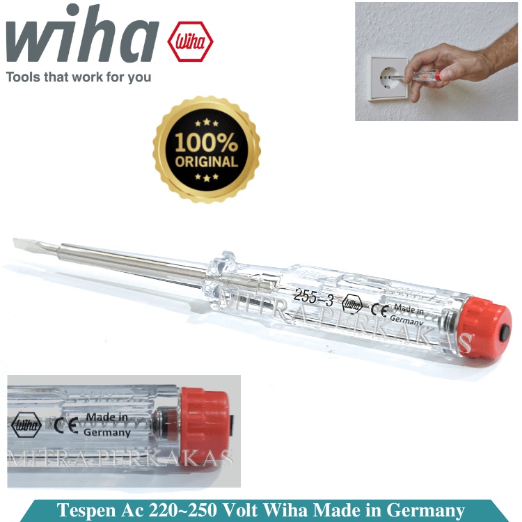 Obeng Test pen WIHA 220-250 V Obeng Tespen AC Pengukur Arus Listrik