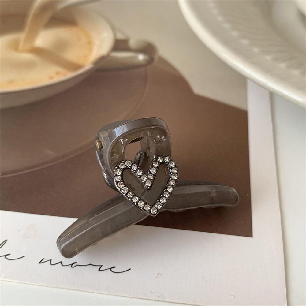 Agustina Wanita Klip Hiu Mini Elegan Temperamen Indah Jantung Rambut Mengambil Klip Gadis Hadiah Hiasan Kepala Berlian Imitasi Gaya Korea Klip Rambut