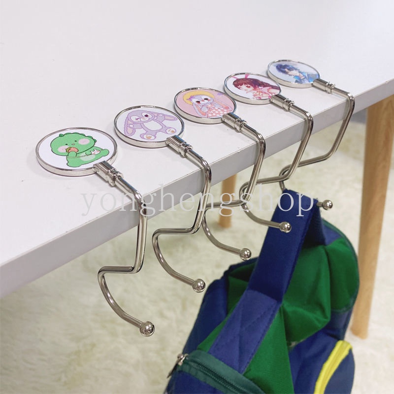 Kreatif Portable Meja Kait Tas Tangan Tas Sekolah Gantung Kait Yang Dapat Dilepas Stainless Steel Payung Tas Gantungan Rumah Meja Kantor Kait Samping Organizer