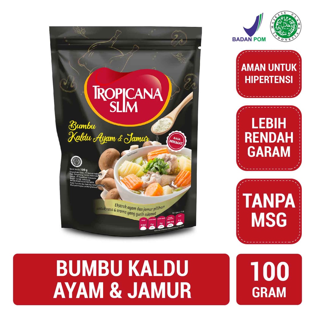 

Tropicana Slim Bumbu Kaldu Ayam dan Jamur 100 Gram