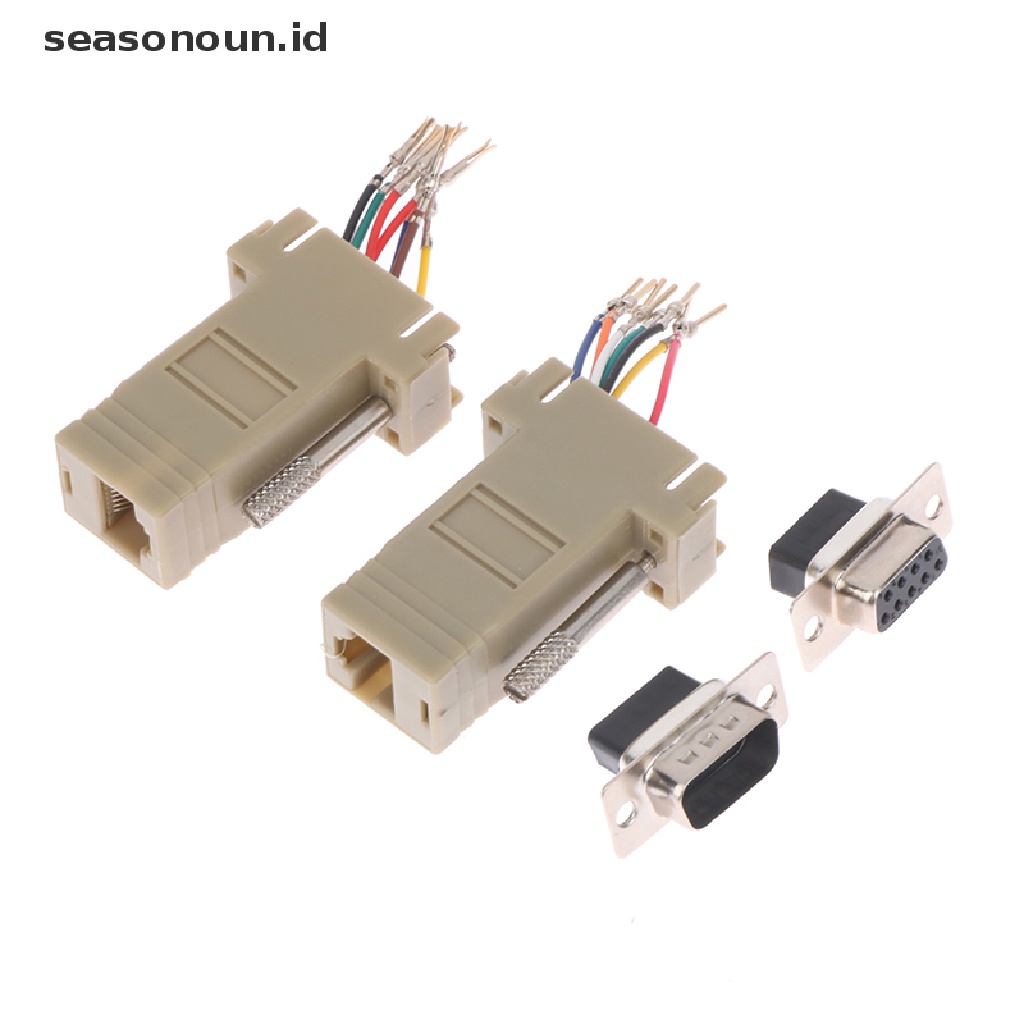 Seasonoun Konektor Adapter 9pin DB9 RS232 Male Female To RJ45 DB9 Untuk Komputer.