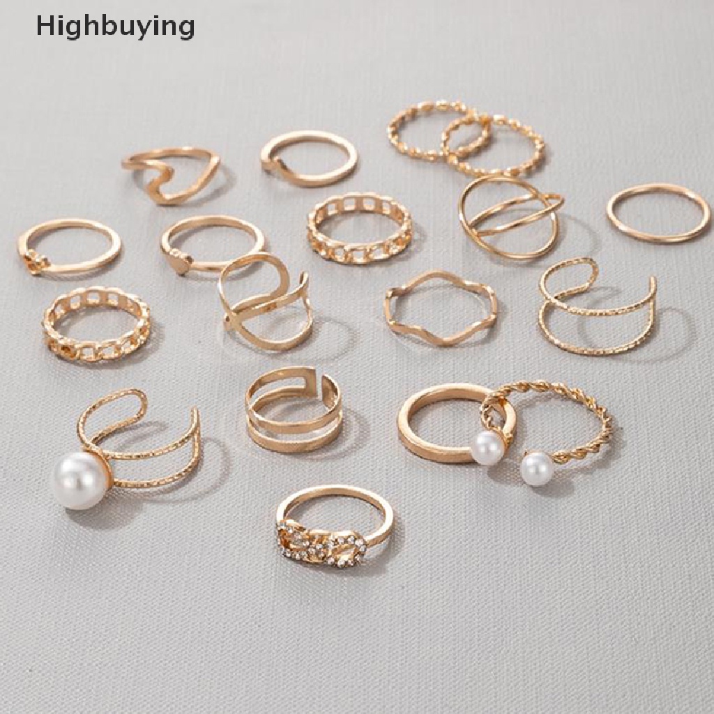 Hbid 18Pcs/set Cincin Kepribadian Fashion Wanita Hadiah Perhiasan Glory