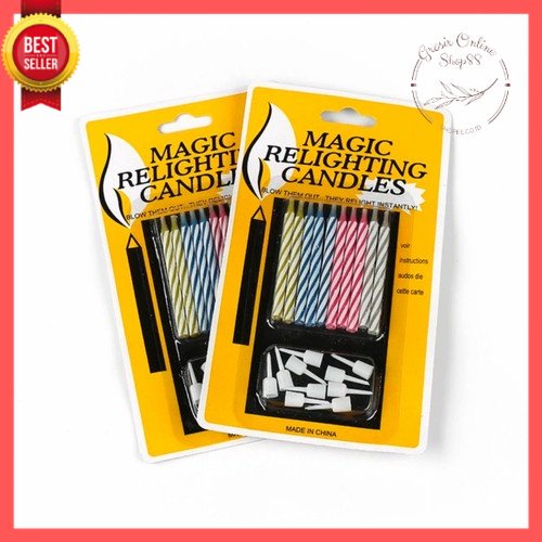 GOS -E401- Lilin Magic Ulang Tahun - Lilin Ulang Tahun - Candle Magic Relighting isi 10pcs