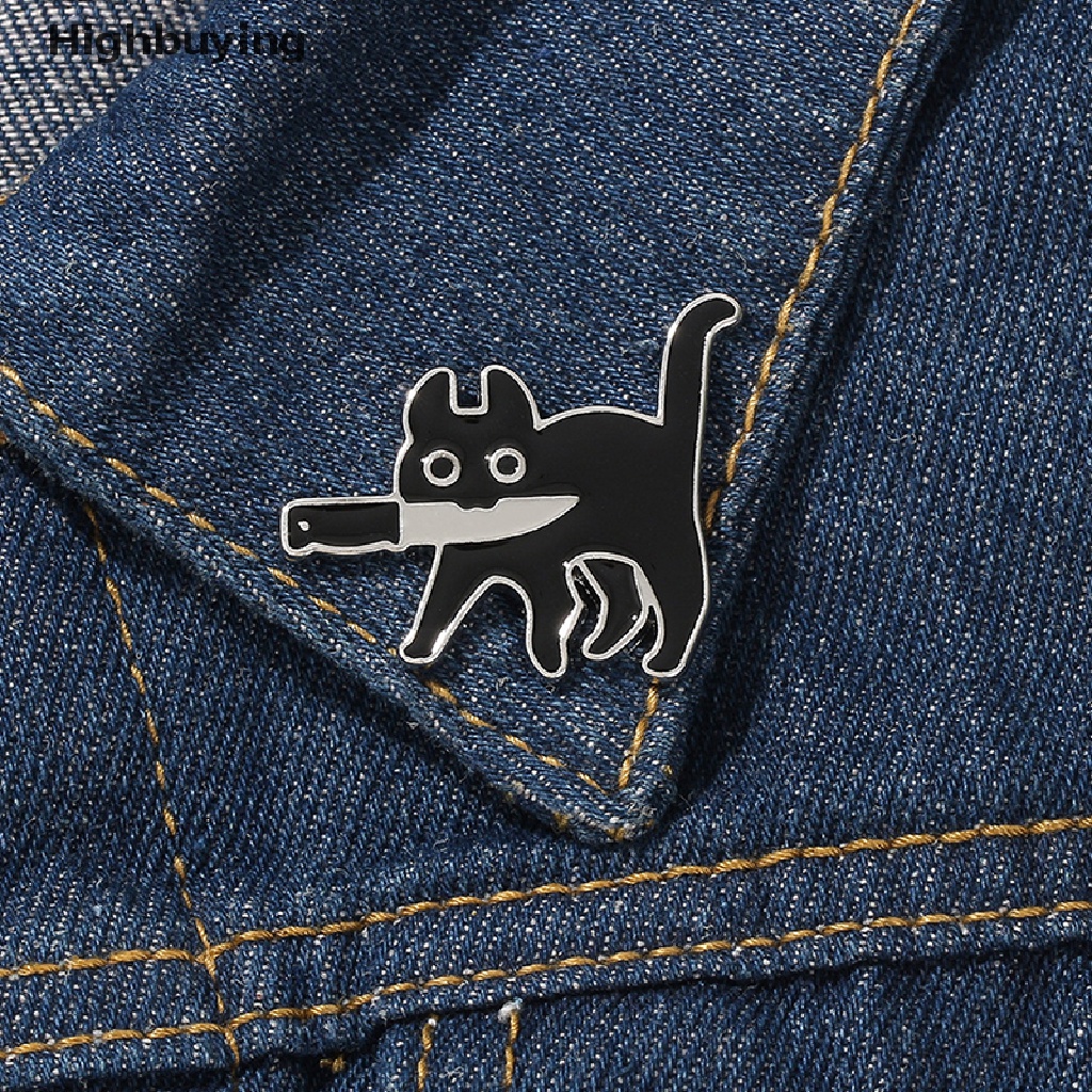 Hbid Kartun Kucing Hitam Pemodelan Pop-Enamel Bros Pin Fashion Kerah Lencana Pin Perhiasan Hadiah Glory