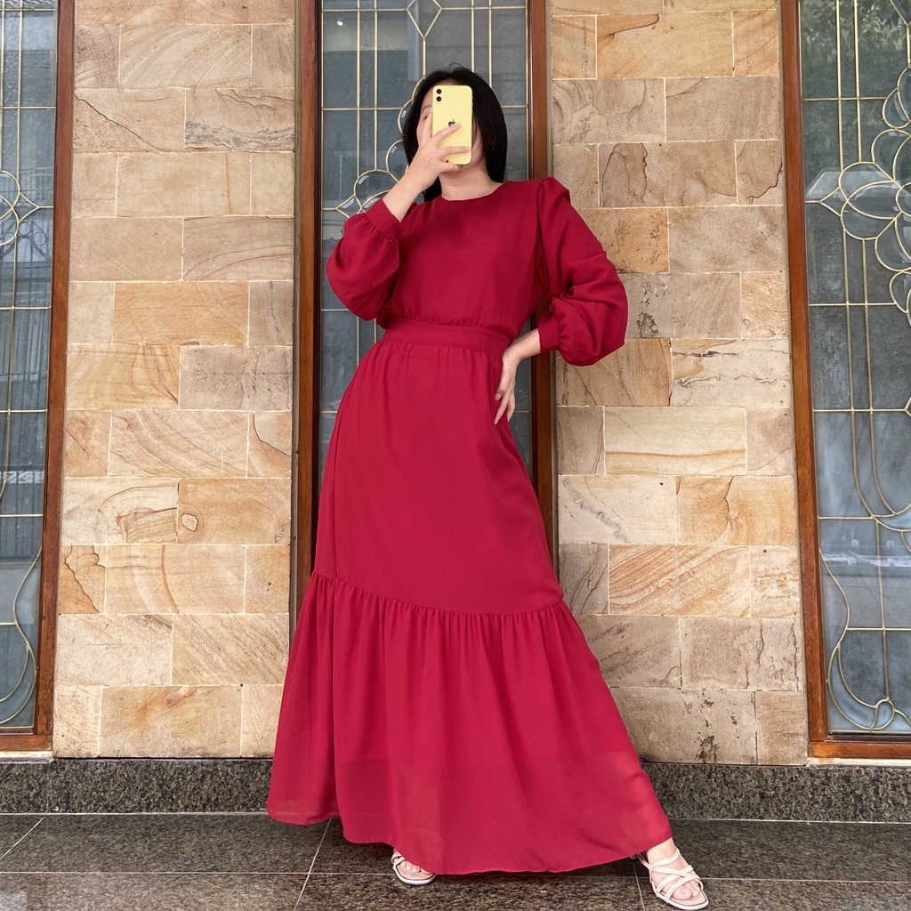 ilook | Delima Maxi Dress | Gamis Wanita Modern | Gaun Cantik Korea