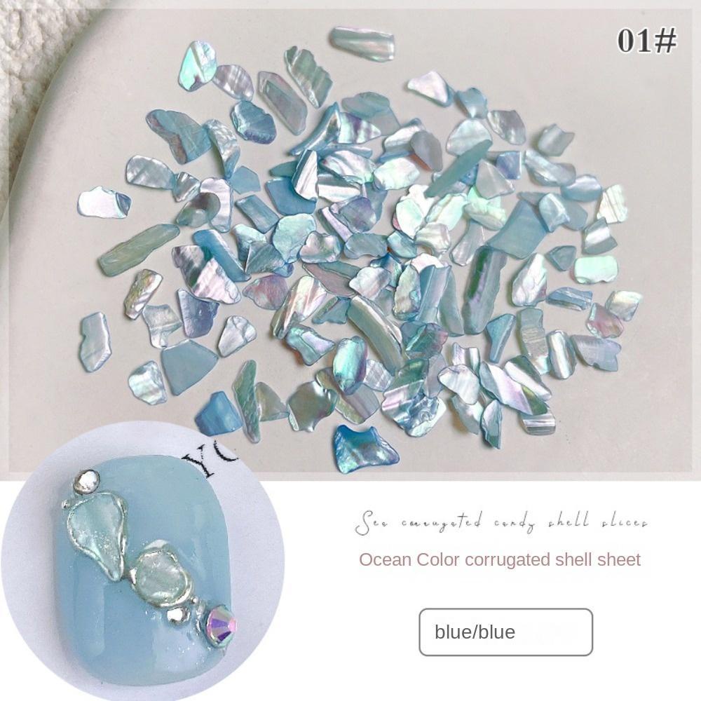 AUGUSTINA Agustin 3D Nail Art Dekorasi Aurora Warna-Warni Manicure Aksesoris Shell Nail Sequin Tekstur Nail Spangles Tips Abalone Hiasan Kuku