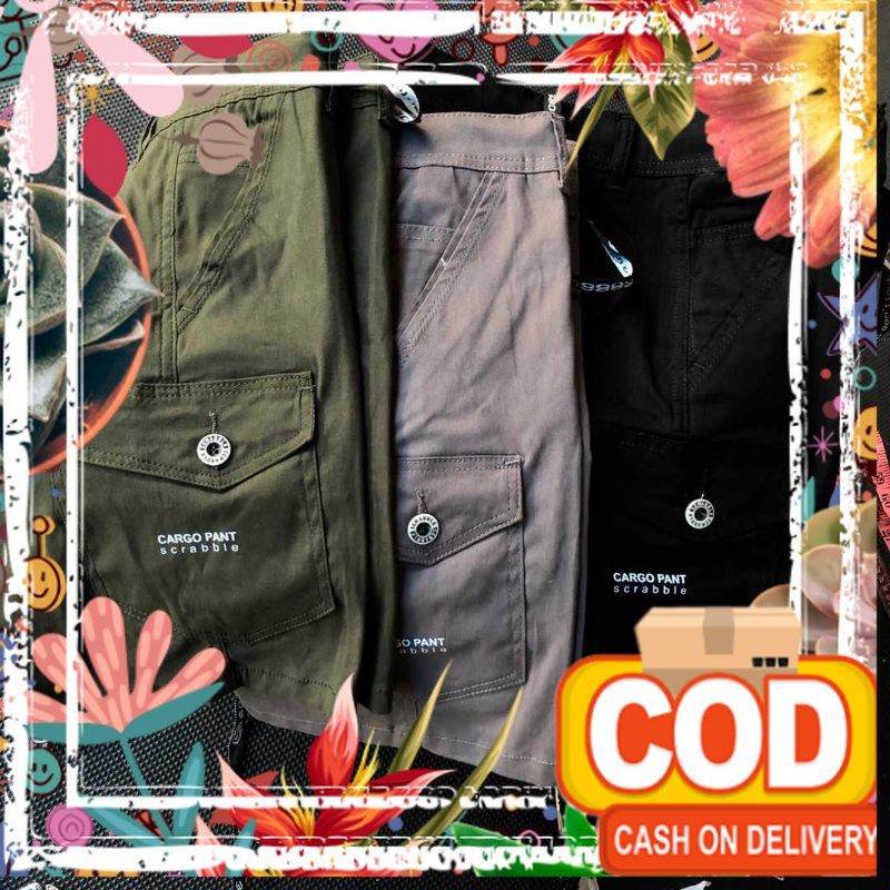 Celana Cargo pendek scrabble cargo pendek brodshot pria cargo pendek atas lutut cowok original distr