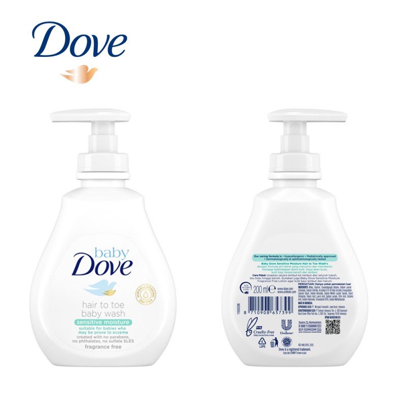 Dove Baby Wash Hair to Toe Sabun Bayi - Sensitive Moisture 200 ml