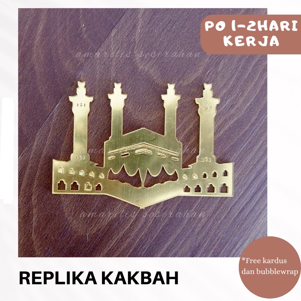 Replika Bentuk Ka'bah Bahan Akrilik Mirror Gold Replika Bentuk Ka'bah Akrilik Mirror Gold Dekorasi H