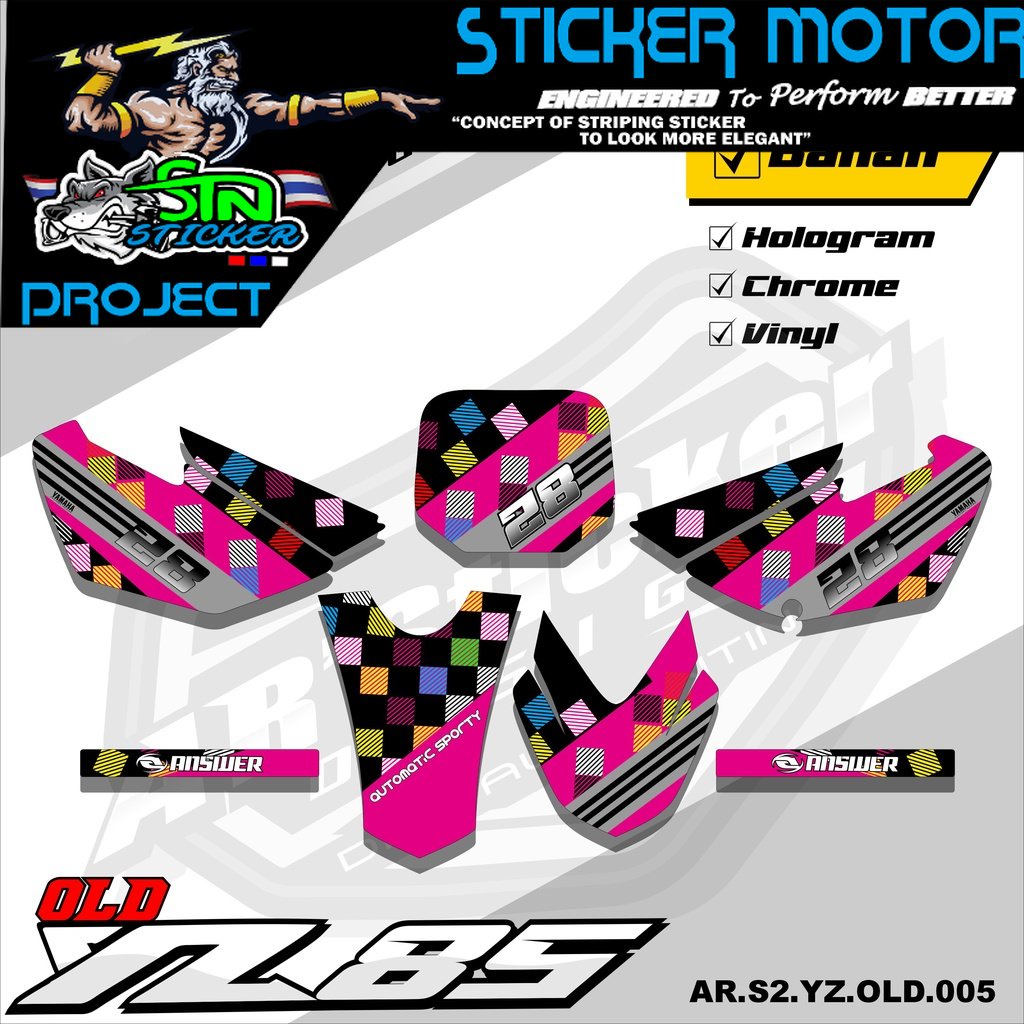 Yz85 Stiker Striping Motor TRAIL YZ85 OLD/LAMA - Stiker Trail Bebek Yz 85 Lama Variasi Hologram AR.S
