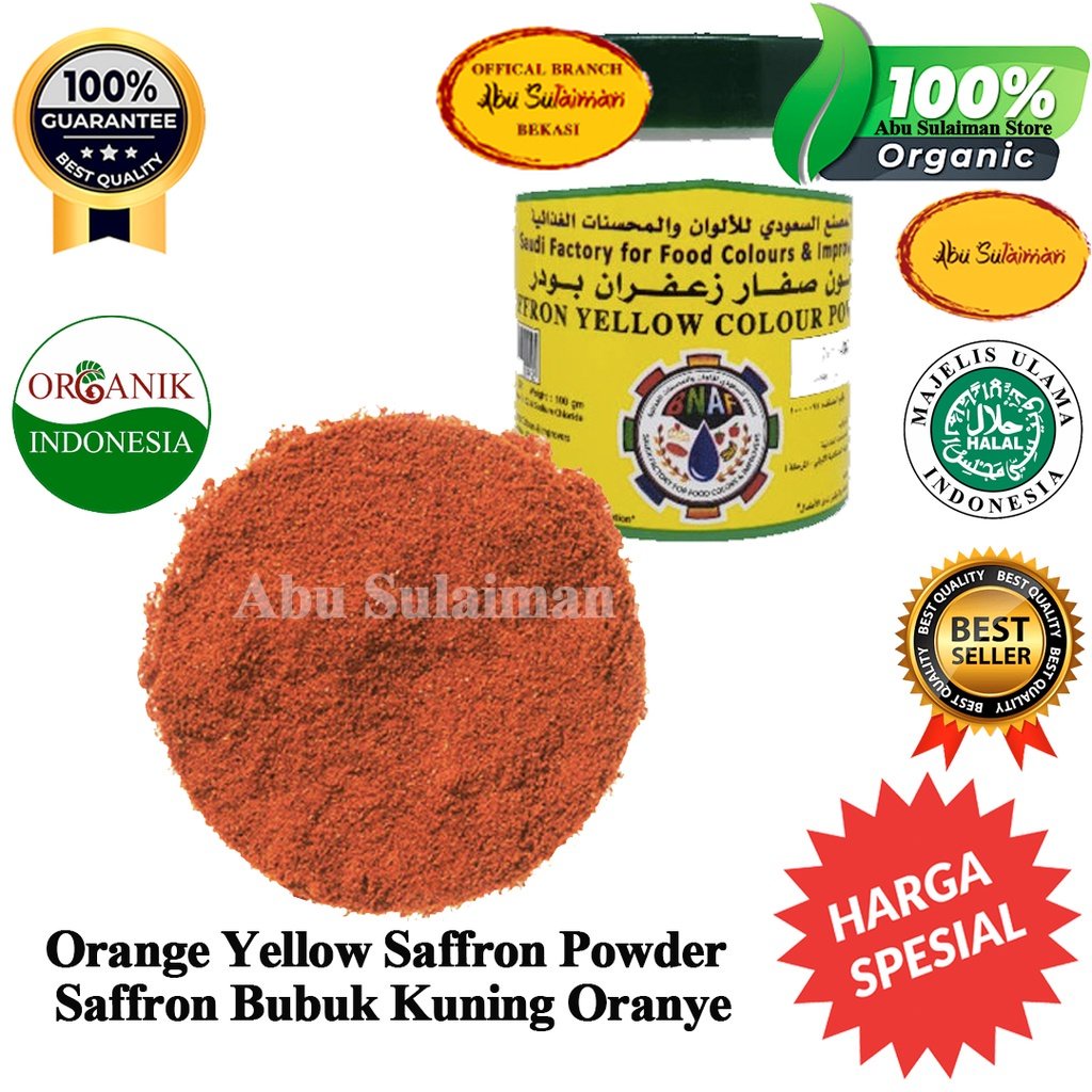 

Saffron Bubuk Oranye Kuning / Yellow Saffron Powder / Saffron Food Colour 10 gr