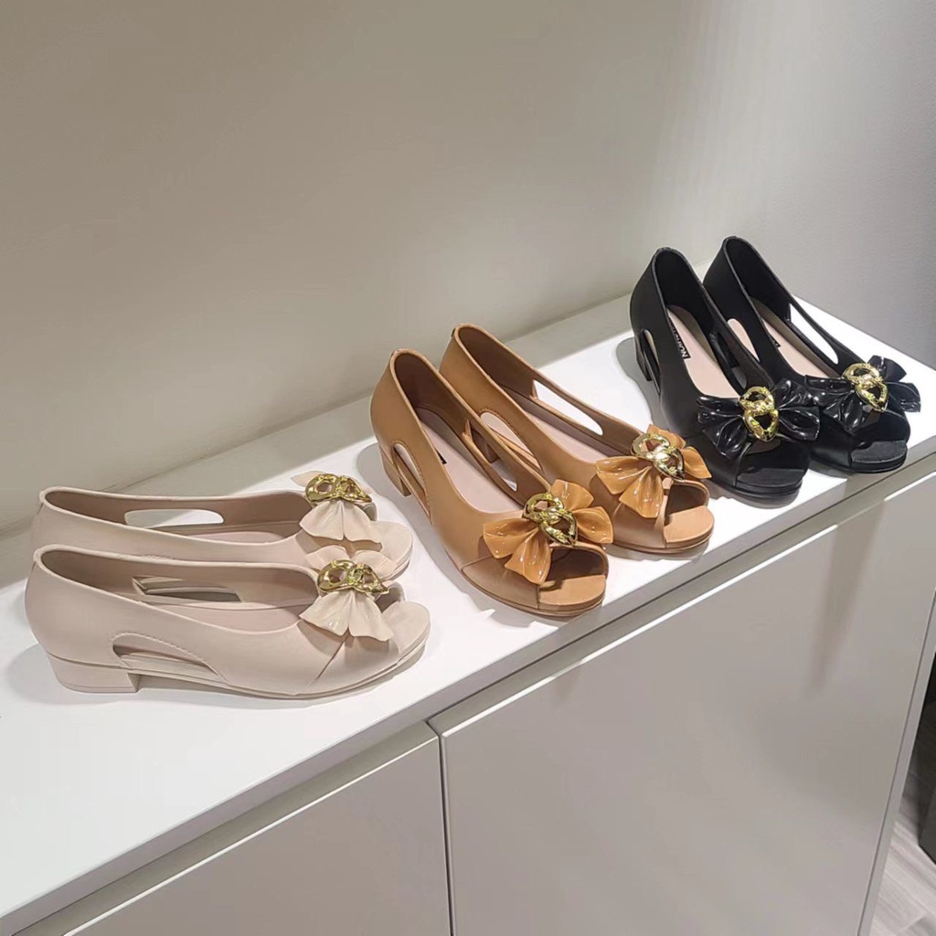 GROSIRTAS TG1676 Flatshoes Jelly Pita Bunga/Sepatu Hak Wanita Ujung Terbuka Import