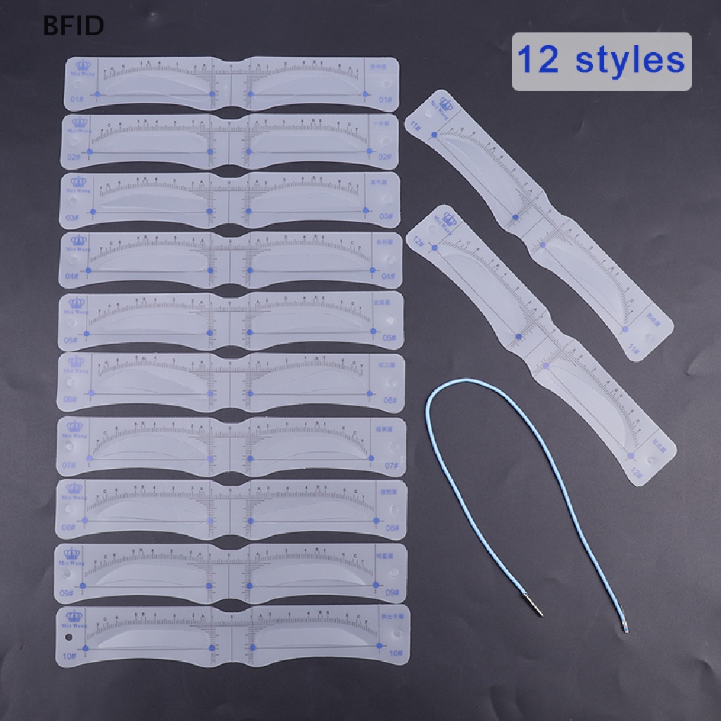 [BFID] 12pcs Gaya Stensil Pembentuk Alis Grooming Shaper Template Alat Makeup [ID]