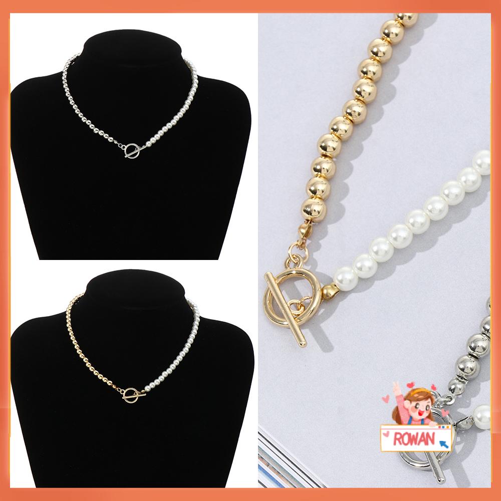 R-flower Pearl Choker Toggle Clasp Mutiara Imitasi Punk Rantai Klavikula