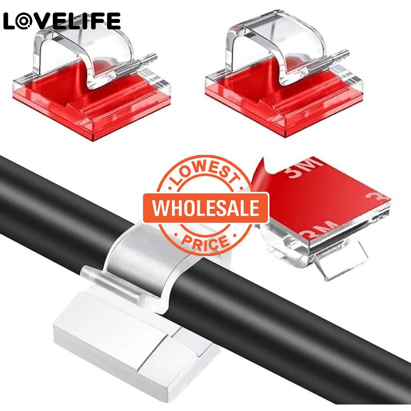 [Harga Grosir] [Unggulan] Kabel Mobil Kantor Rumah Cords Organizer USB Wire Management Car Wire Clip Fixer Holder Self-adhesive Desk Top Cable Wire Holders Power Line Holder