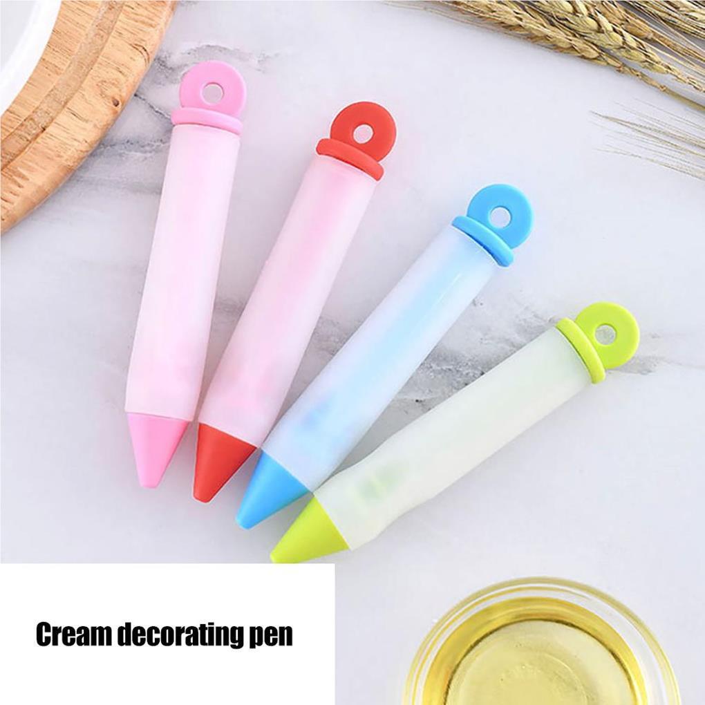 4buah Tulisan Pen Kue Desserts Dekorasi Pulpen Roti DIY Baking Nozzle Alat Aksesori Dapur Profesional Bakery