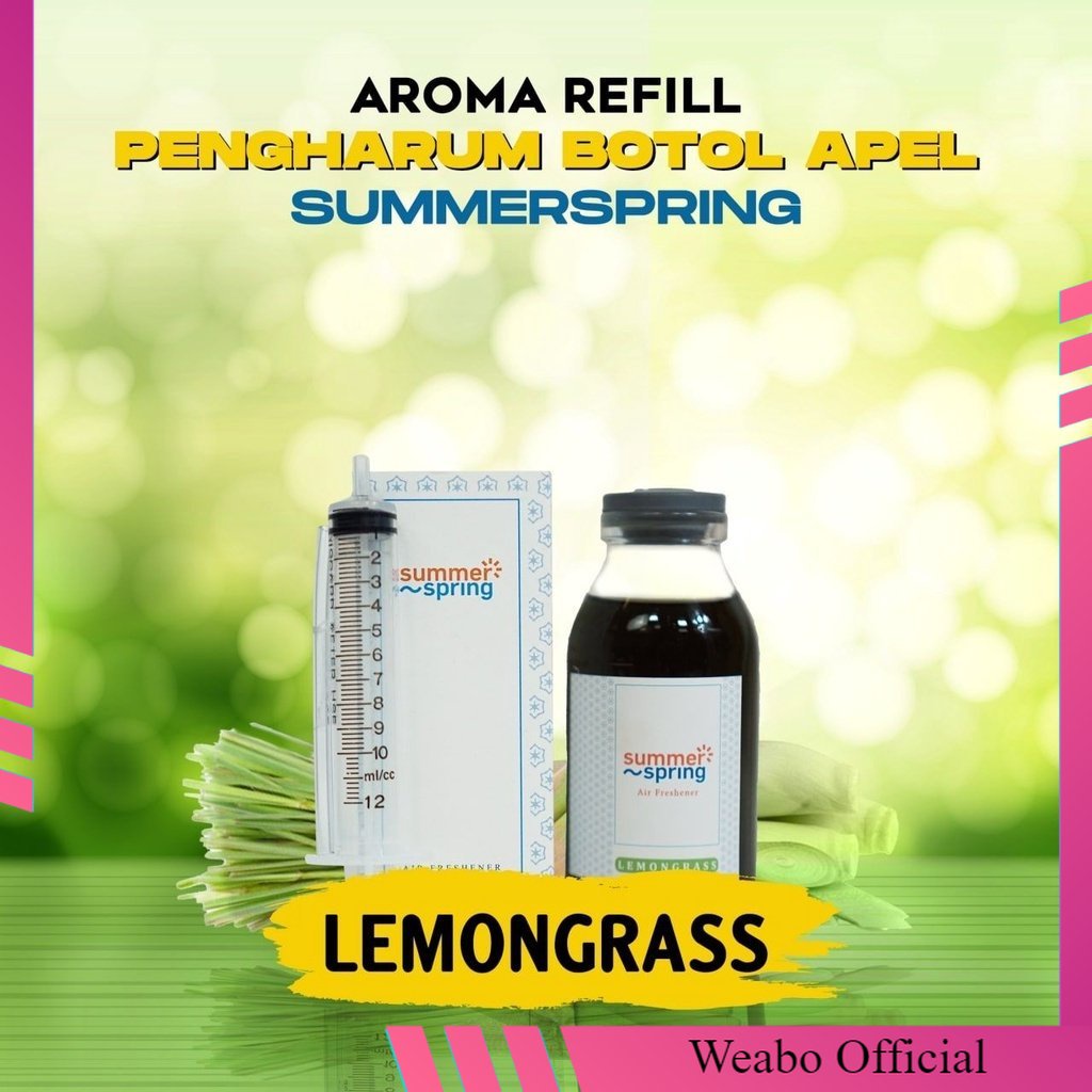 Summerspring Refill Botol Apel Varian Lemon Grass / Sereh | Sweet & Fresh Series | Pengharum Ruangan