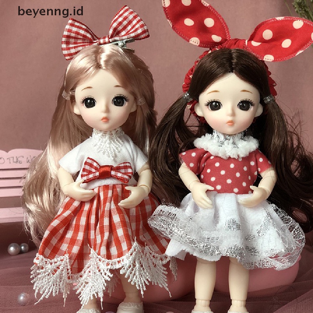 Beyen Boneka Princess 17cm Lucu Dengan Pakaian 13sambungan ob11 Boneka Mainan Untuk Anak Perempuan DIY Hadiah ID