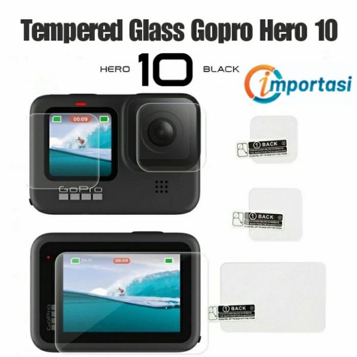 Tempered Glass Gopro Hero 10 LCD &amp; Lens Screen Protector Anti Gores