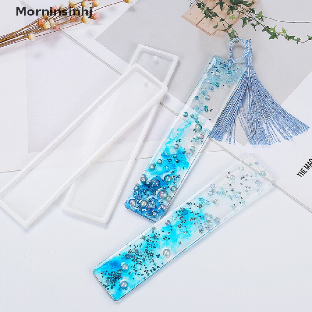 Mornin 3Pcs Persegi Panjang Bookmark UV Cetakan Silikon Epoxy Resin Mold DIY Kerajinan Membuat id