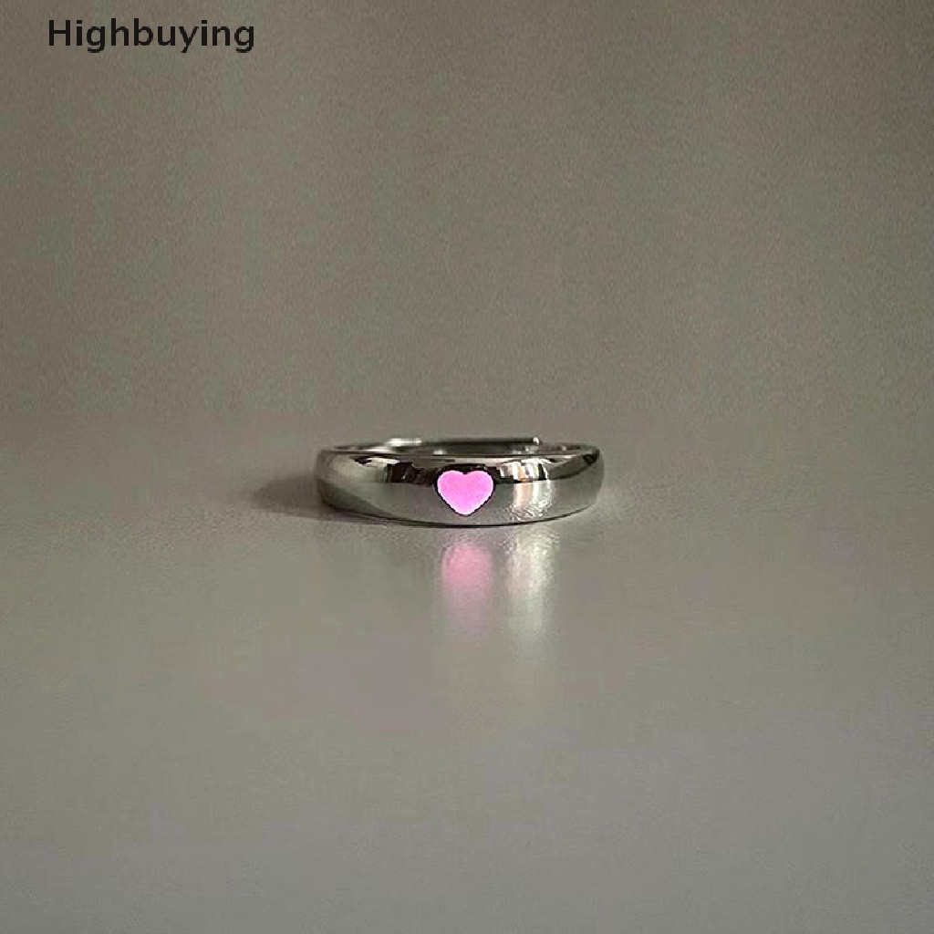 Hbid Cincin Cinta Hati Bercahaya Menyala Dalam Gelap Fashion Adjustable Pasangan Rings Warna Perak Pink Biru Cahaya Perhiasan Hadiah Untuk Kekasih Glory