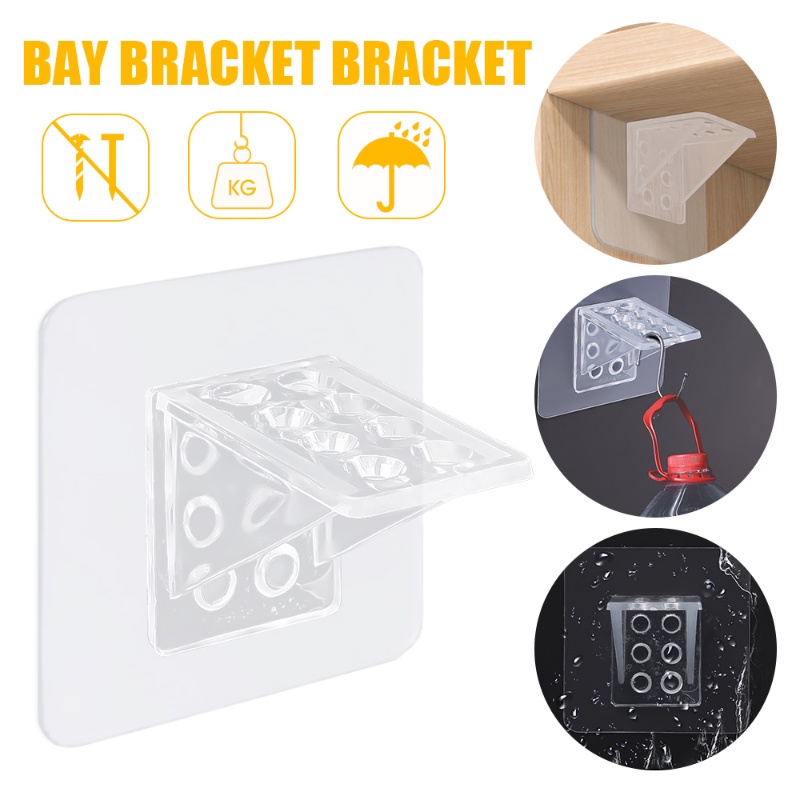 1pc Self Adhesive Wall Hanger Holder/Lemari Kabinet Rak Lemari Rak Bebas Pukulan Penyangga Rak Hook Stiker