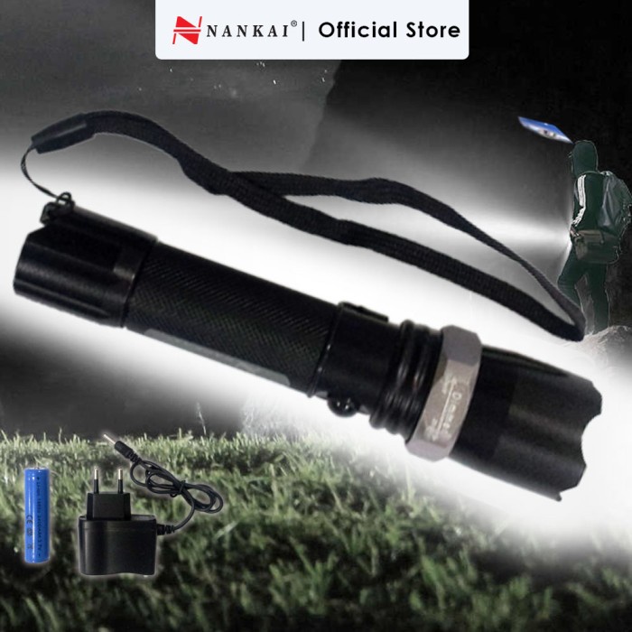 senter outdoor Senter Tangan LED ZOOM + Charger Nankai